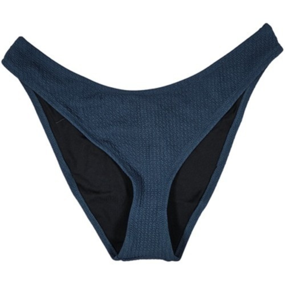 J. Crew Textured‎ curved-waist cheeky bikini bottom in Navy L NWT